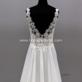 Flower white Lace Sexy Backless V Neck Sleeveless Appliques Bridal Gown illusion wedding dress